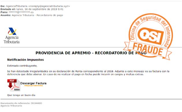 email falso agencia tributaria